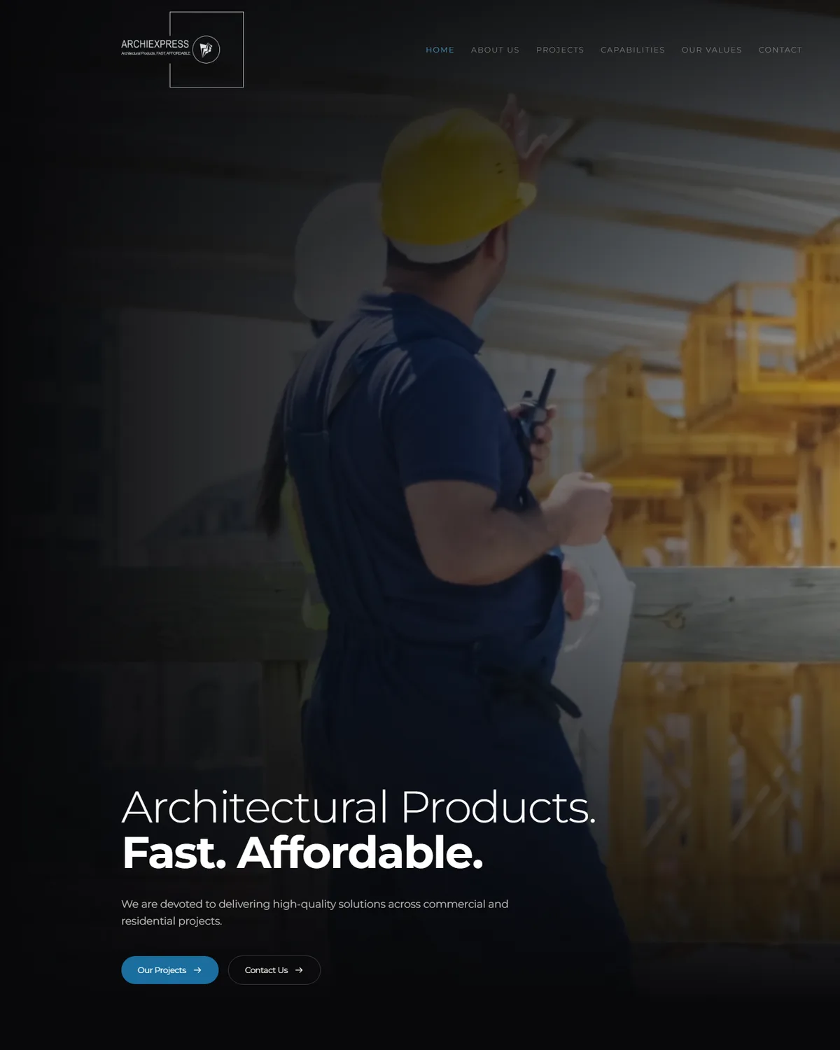 A full-length capture of the Archiexpress home page