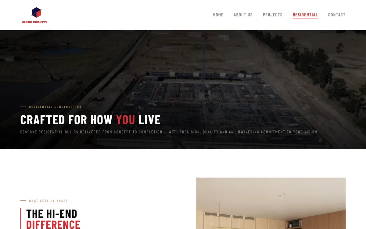 A large capture of the residential developments page