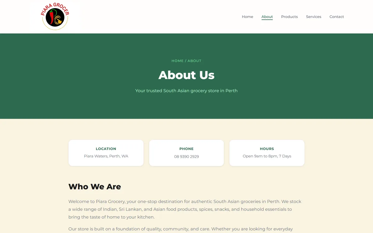 A large capture of the about page